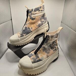 Converse Run Star Hike Mens 5 Tie Dye Zip Front Platform Sneakers Like New (SH)